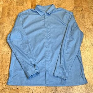 Lululemon Commission Long Sleeve Button Up Mens Size XL Harbor Blue Dress Shirt